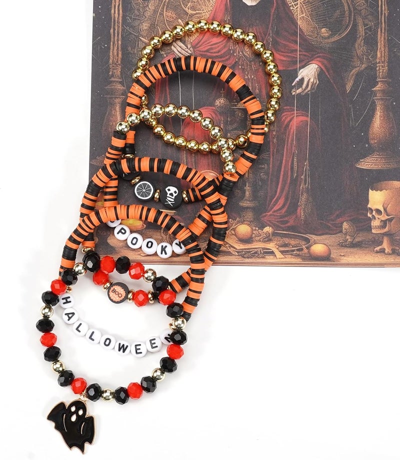 Lonext Halloween Bracelets Stackable Heishi Beaded Stretch Bracelets - Image 5